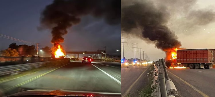 Con camiones incendiados bloquean carreteras en Aguascalientes